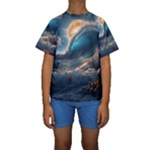 Ocean Sea Waves Kids  Short Sleeve Swimwear