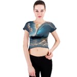 Ocean Sea Waves Crew Neck Crop Top