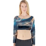 Ocean Sea Waves Long Sleeve Crop Top