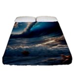 Ocean Sea Waves Fitted Sheet (Queen Size)