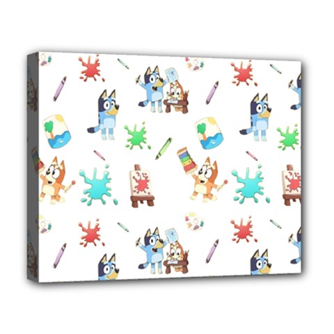 Bluey, Bluey merch, Bluey pattern, Bluey Bluey, bingo, Bluey design, bluey dog Deluxe Canvas 20  x 16  (Stretched) from ArtsNow.com
