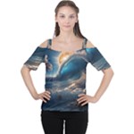Ocean Sea Waves Cutout Shoulder T-Shirt