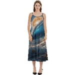 Ocean Sea Waves Casual Spaghetti Strap Midi Dress