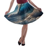 Ocean Sea Waves A-line Skater Skirt