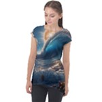 Ocean Sea Waves Cap Sleeve High Low Top