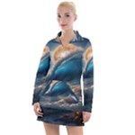 Ocean Sea Waves Women s Long Sleeve Casual Dress
