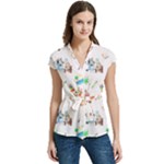 Bluey, Bluey merch, Bluey pattern, Bluey Bluey, bingo, Bluey design, bluey dog Women s Cap Sleeve Mandarin Collar Waist Tie Blouse Bluey, Bluey merch, Bluey pattern, Bluey Bluey, bingo, Bluey design, bluey dog Women s Cap Sleeve Mandarin Collar Waist Tie Blouse