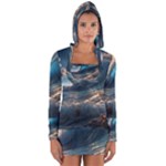 Ocean Sea Waves Long Sleeve Hooded T-shirt