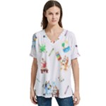 Bluey, Bluey merch, Bluey pattern, Bluey Bluey, bingo, Bluey design, bluey dog V-Neck Split Shoulder Casual T-Shirt Bluey, Bluey merch, Bluey pattern, Bluey Bluey, bingo, Bluey design, bluey dog V-Neck Split Shoulder Casual T-Shirt