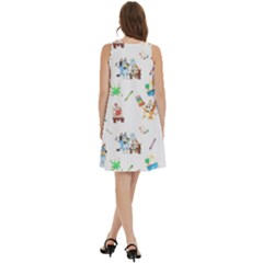 Round Neck Sleeve Casual Dress With Pockets 
