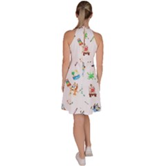 Sleeveless Halter Neck A-Line Dress 