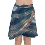 Ocean Sea Waves Chiffon Wrap Front Skirt