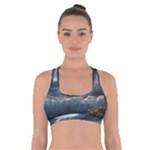 Ocean Sea Waves Cross Back Sports Bra