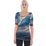 Ocean Sea Waves Wide Neckline T-Shirt