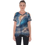 Ocean Sea Waves Cut Out Side Drop T-Shirt