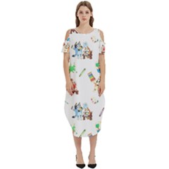 Cold Shoulder Loose Fit Dress With Pockets 