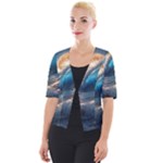 Ocean Sea Waves Cropped Button Cardigan