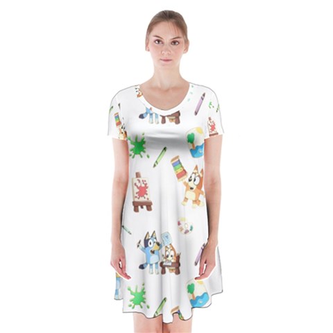 Bluey, Bluey merch, Bluey pattern, Bluey Bluey, bingo, Bluey design, bluey dog Short Sleeve V