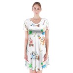 Bluey, Bluey merch, Bluey pattern, Bluey Bluey, bingo, Bluey design, bluey dog Short Sleeve V-neck Flare Dress Bluey, Bluey merch, Bluey pattern, Bluey Bluey, bingo, Bluey design, bluey dog Short Sleeve V-neck Flare Dress