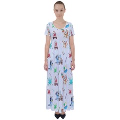 High Waist Short Sleeve Maxi Dress 