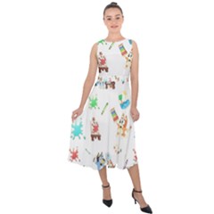 Midi Tie-Back Chiffon Dress 