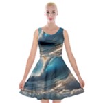 Ocean Sea Waves Velvet Skater Dress