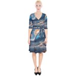 Ocean Sea Waves Wrap Up Cocktail Dress