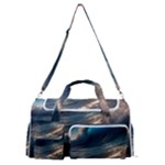 Ocean Sea Waves Sports Gym Duffle Bag with Shoe Compartment