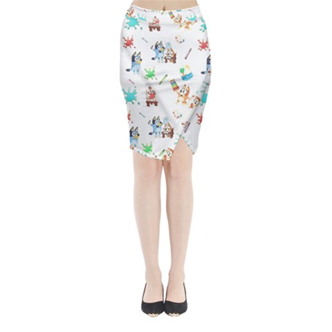 Bluey, Bluey merch, Bluey pattern, Bluey Bluey, bingo, Bluey design, bluey dog Midi Wrap Pencil Skirt from ArtsNow.com