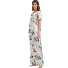 Short Sleeve Satin Pajamas Set With Pockets 