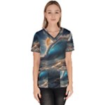 Ocean Sea Waves Women s V-Neck Scrub Top