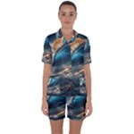 Ocean Sea Waves Satin Short Sleeve Pajamas Set