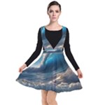 Ocean Sea Waves Plunge Pinafore Dress
