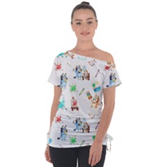 Off Shoulder Tie-Up T-Shirt 