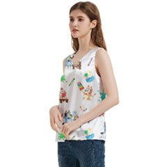 Women s V-Neck Sleeveless Satin Top 