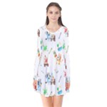 Bluey, Bluey merch, Bluey pattern, Bluey Bluey, bingo, Bluey design, bluey dog Long Sleeve V-neck Flare Dress Bluey, Bluey merch, Bluey pattern, Bluey Bluey, bingo, Bluey design, bluey dog Long Sleeve V-neck Flare Dress