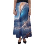 Ocean Sea Waves Flared Maxi Skirt