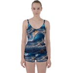 Ocean Sea Waves Tie Front Two Piece Tankini