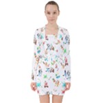 Bluey, Bluey merch, Bluey pattern, Bluey Bluey, bingo, Bluey design, bluey dog V-neck Bodycon Long Sleeve Dress Bluey, Bluey merch, Bluey pattern, Bluey Bluey, bingo, Bluey design, bluey dog V-neck Bodycon Long Sleeve Dress