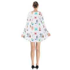 Long Sleeve Velvet V-neck Dress 