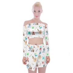 Off Shoulder Top with Mini Skirt Set 