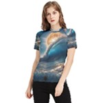 Ocean Sea Waves Women s Short Sleeve Rash Guard