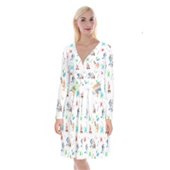 Long Sleeve Velvet Front Wrap Dress 