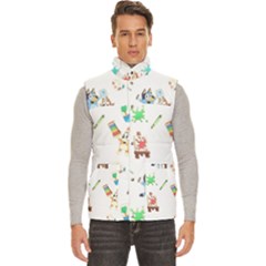 Bluey, Bluey merch, Bluey pattern, Bluey Bluey, bingo, Bluey design, bluey dog Men s High Neck Button Up Puffer Vest from ArtsNow.com