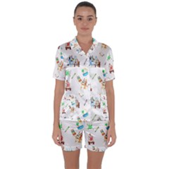 Satin Short Sleeve Pajamas Set 