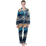 Ocean Sea Waves Women s Long Sleeve Satin Pajamas Set