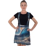 Ocean Sea Waves Velvet Suspender Skater Skirt