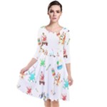 Bluey, Bluey merch, Bluey pattern, Bluey Bluey, bingo, Bluey design, bluey dog Quarter Sleeve Waist Band Dress Bluey, Bluey merch, Bluey pattern, Bluey Bluey, bingo, Bluey design, bluey dog Quarter Sleeve Waist Band Dress