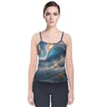 Ocean Sea Waves Velvet Spaghetti Strap Top