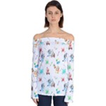 Bluey, Bluey merch, Bluey pattern, Bluey Bluey, bingo, Bluey design, bluey dog Off Shoulder Long Sleeve Top Bluey, Bluey merch, Bluey pattern, Bluey Bluey, bingo, Bluey design, bluey dog Off Shoulder Long Sleeve Top